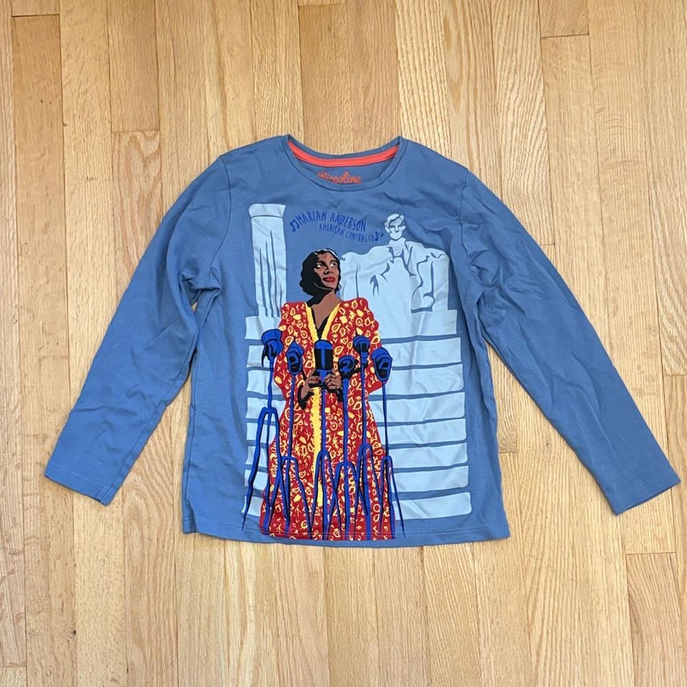 Stylish Blue Long Sleeve Tee with Graphic Design